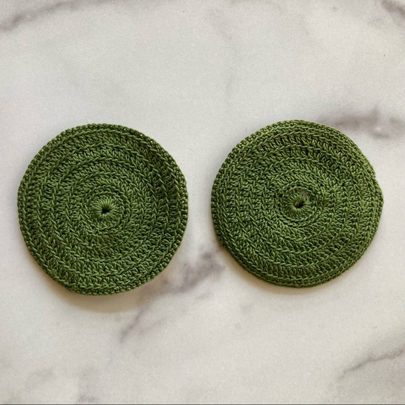 Vintage Belgian Set of 2 Crochet Knit Coasters - Picture 2 of 3
